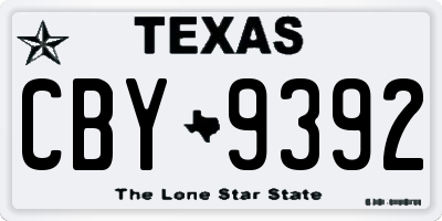 TX license plate CBY9392