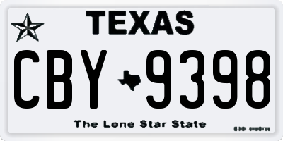 TX license plate CBY9398