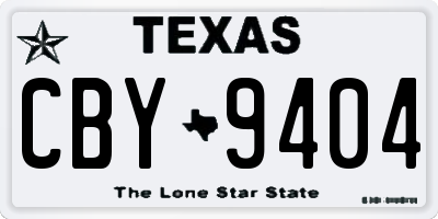 TX license plate CBY9404