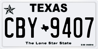 TX license plate CBY9407