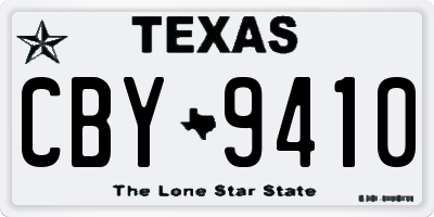 TX license plate CBY9410
