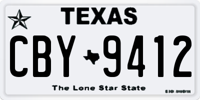 TX license plate CBY9412