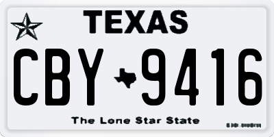 TX license plate CBY9416