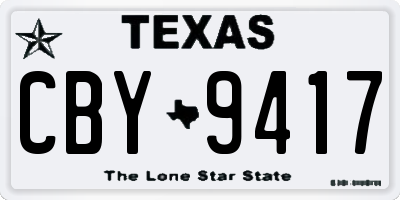 TX license plate CBY9417