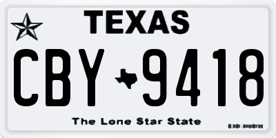 TX license plate CBY9418