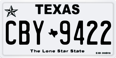 TX license plate CBY9422