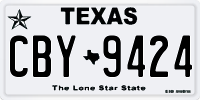 TX license plate CBY9424