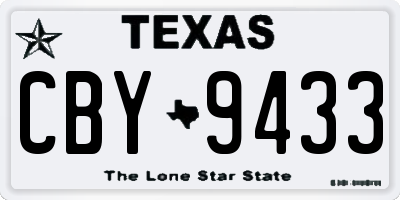 TX license plate CBY9433