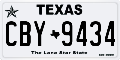 TX license plate CBY9434