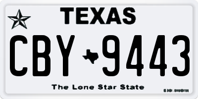 TX license plate CBY9443