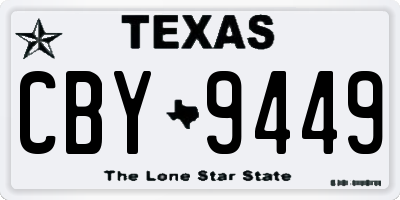 TX license plate CBY9449