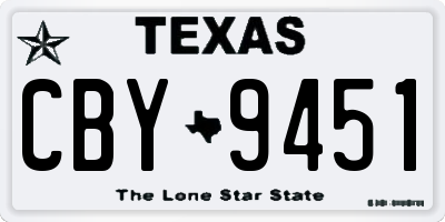 TX license plate CBY9451