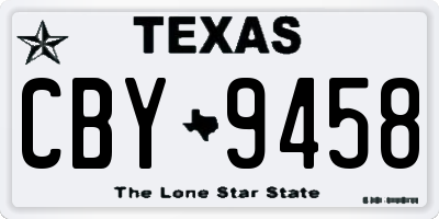 TX license plate CBY9458