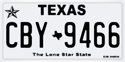 TX license plate CBY9466