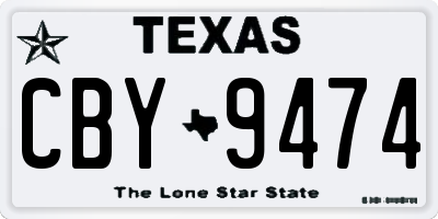 TX license plate CBY9474