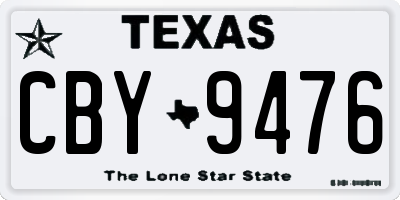 TX license plate CBY9476