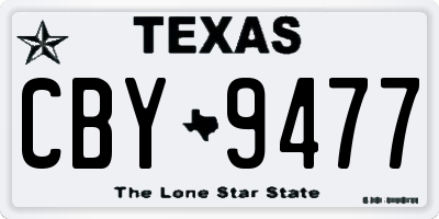 TX license plate CBY9477