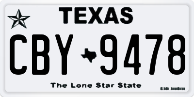 TX license plate CBY9478