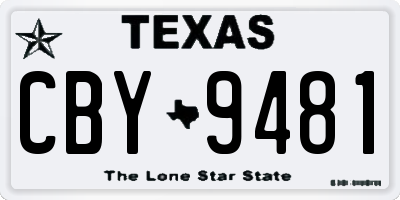 TX license plate CBY9481