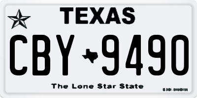 TX license plate CBY9490