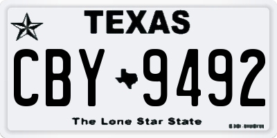 TX license plate CBY9492