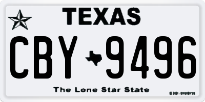 TX license plate CBY9496