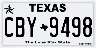 TX license plate CBY9498