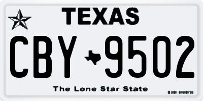 TX license plate CBY9502