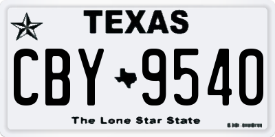 TX license plate CBY9540