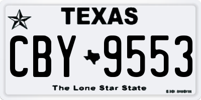TX license plate CBY9553
