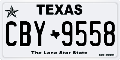 TX license plate CBY9558