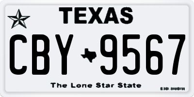 TX license plate CBY9567