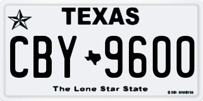 TX license plate CBY9600