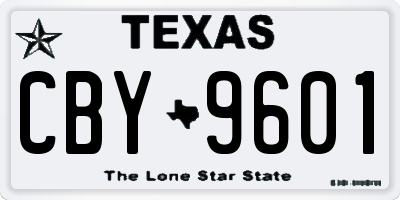 TX license plate CBY9601