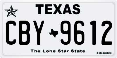 TX license plate CBY9612