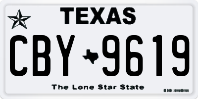 TX license plate CBY9619