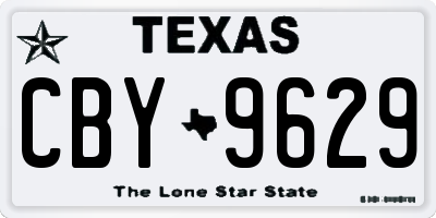 TX license plate CBY9629