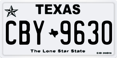 TX license plate CBY9630