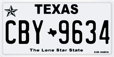 TX license plate CBY9634