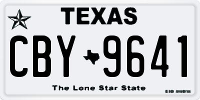 TX license plate CBY9641