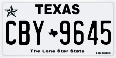 TX license plate CBY9645