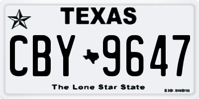 TX license plate CBY9647