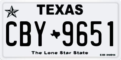 TX license plate CBY9651