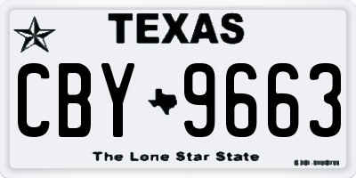 TX license plate CBY9663