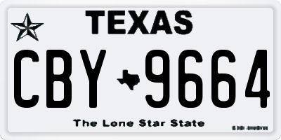 TX license plate CBY9664