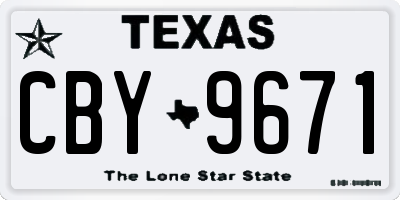 TX license plate CBY9671