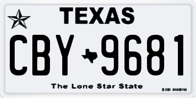 TX license plate CBY9681
