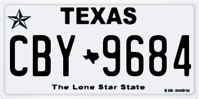 TX license plate CBY9684