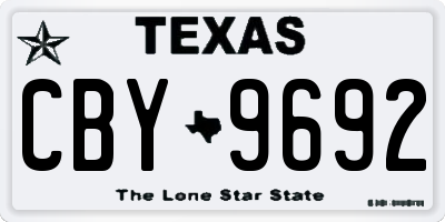 TX license plate CBY9692
