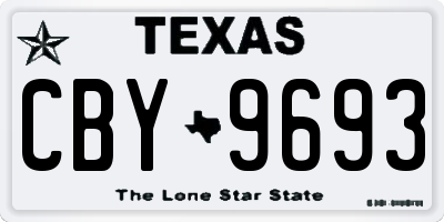 TX license plate CBY9693